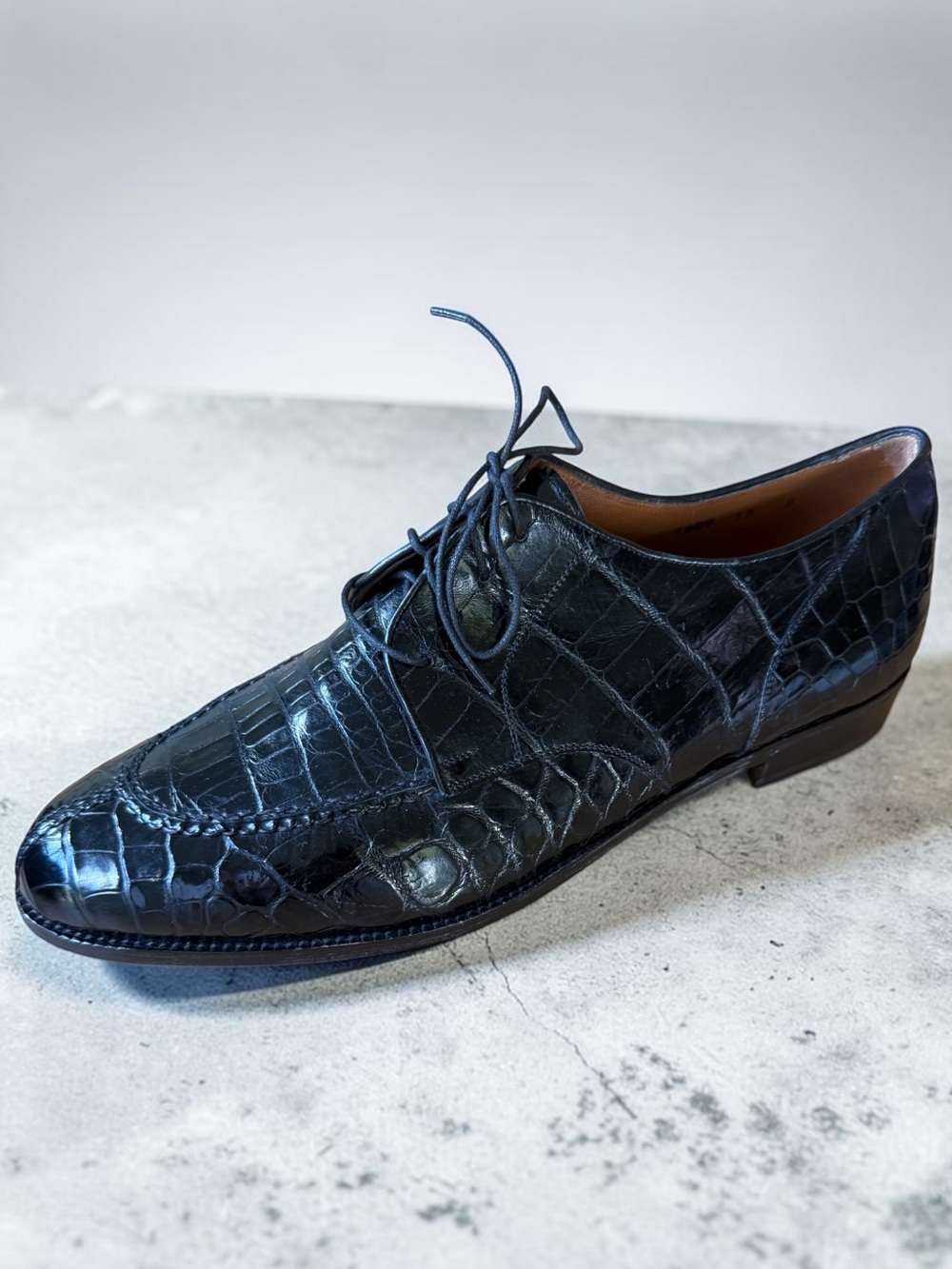 New! DAVANZATI Genuine ALLIGATOR Handmade Italy Shoes Size 13 D Medium